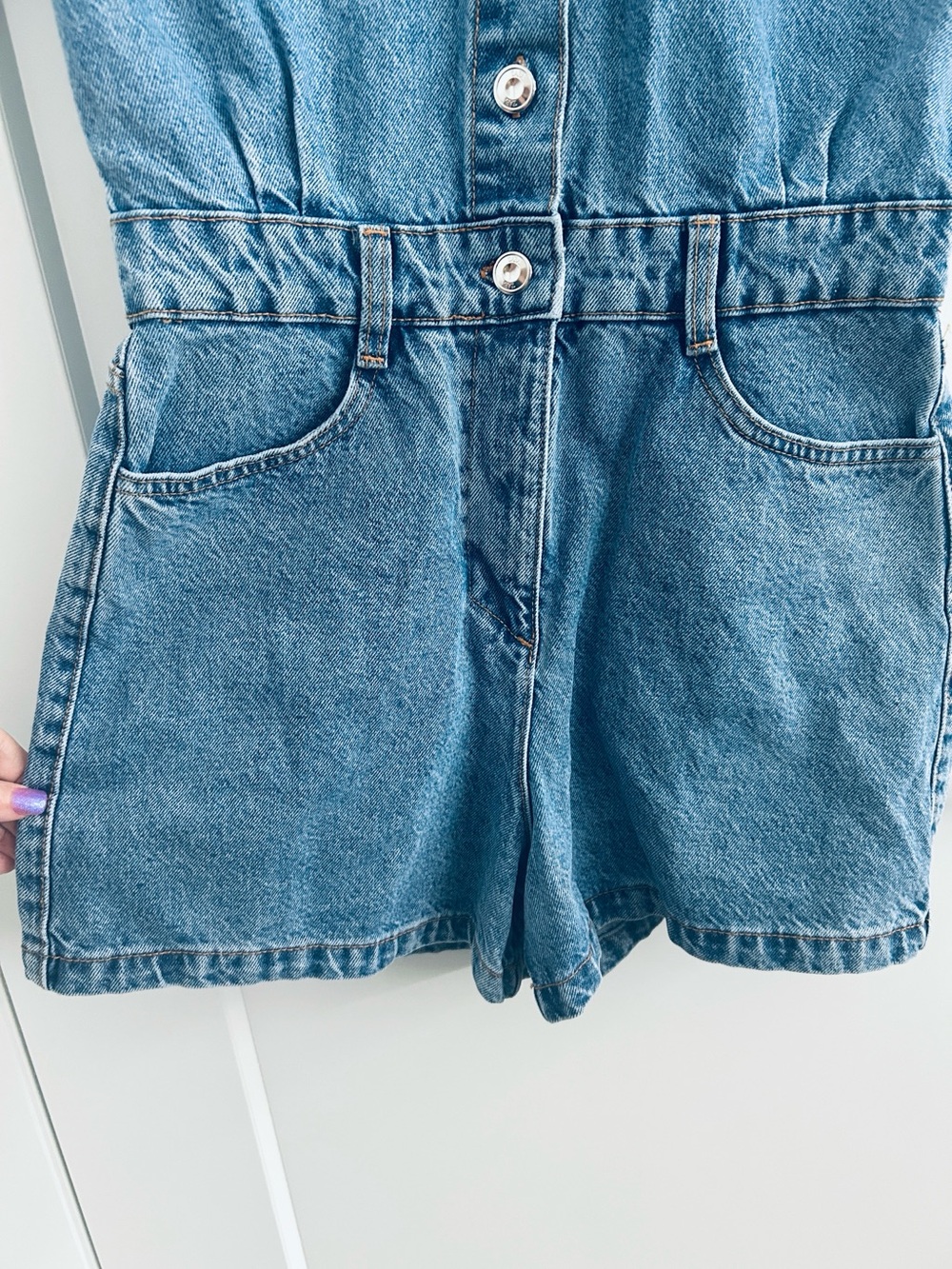 NWOT ZARA Denim Short Sleeve Romper / Jumpsuit |Size XS - Picture 6 of 15